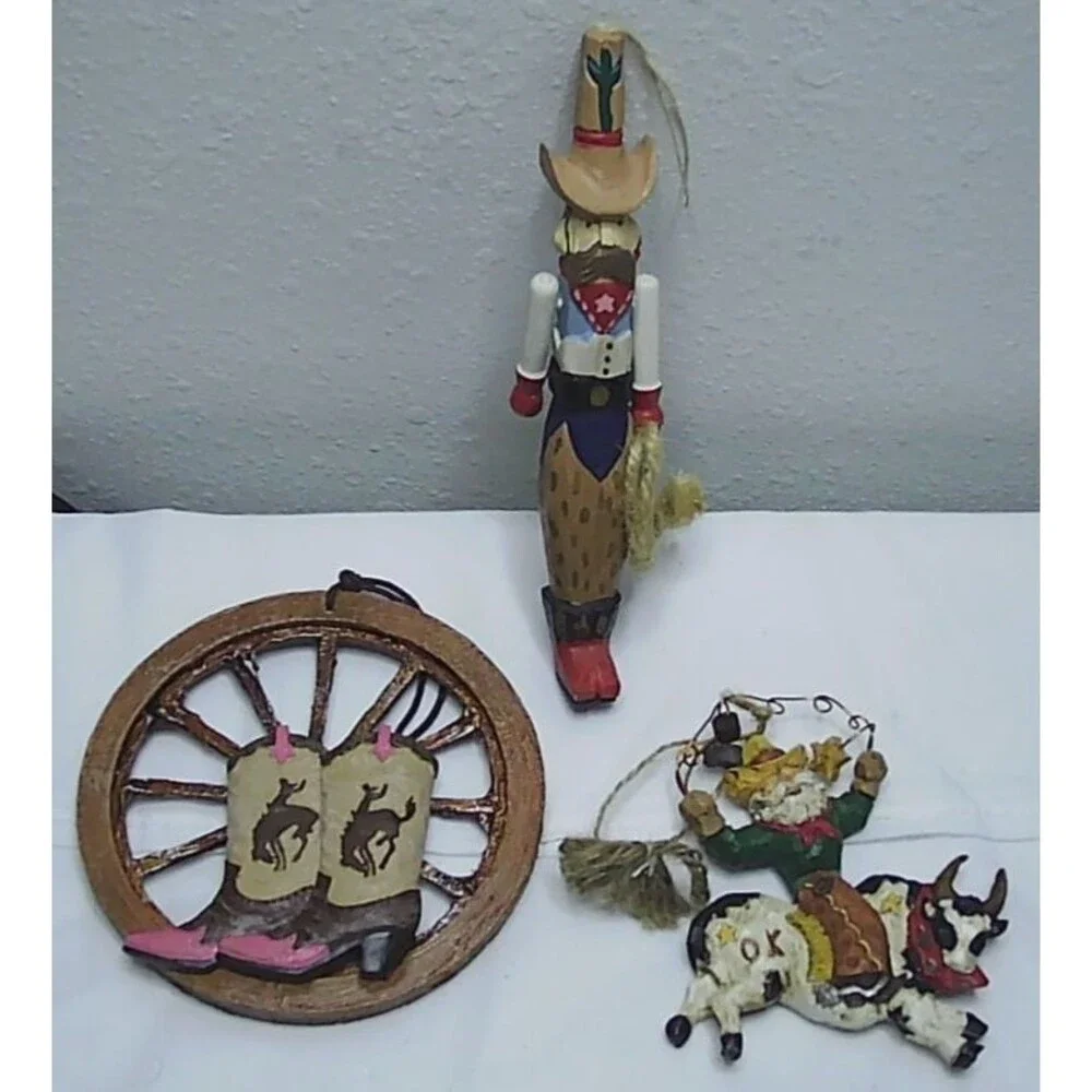 Cowboy Country Christmas Ornament Bundle 3 Ornaments
